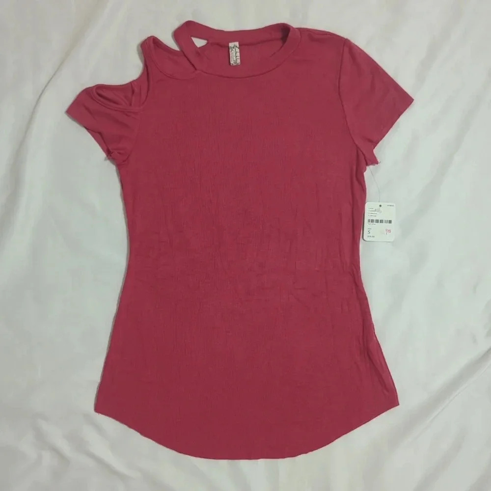 NWT Intimately Free People Ribbed Open Shoulder Top, Color Red/Rouge Size SP